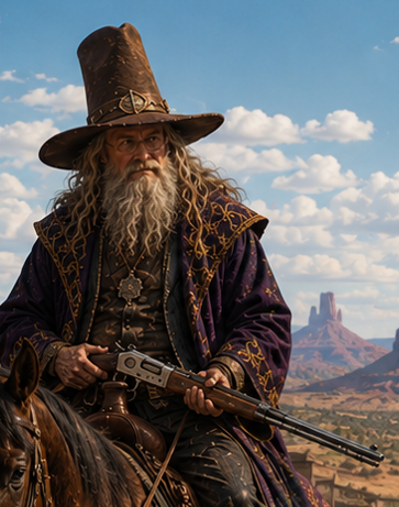 The house-style wizard-sheriff with a Winchester
